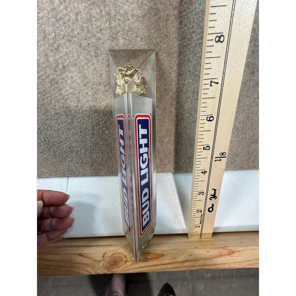 Vintage Bud Light Beer Tap Handle Triangular Lucite Acrylic Eagle Anheuser Busch
